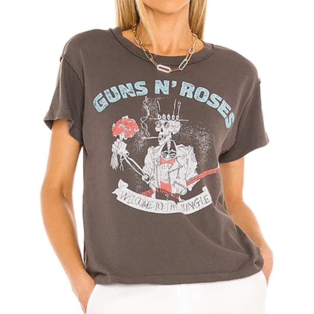 Daydreamer Welcome To The Jungle Reverse Girlfriend Tee in Washed Black